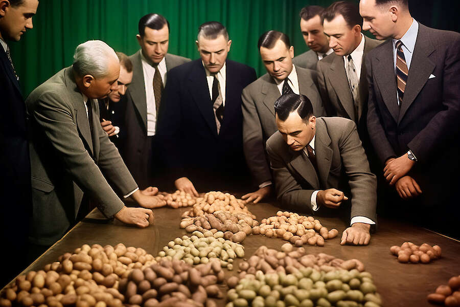 © Bruce Eesly. Selected potato varieties are rated in sixteen categories according to the LURCH Desirable Traits Checklist, 1952, aus der Serie New Farmer, 2023.